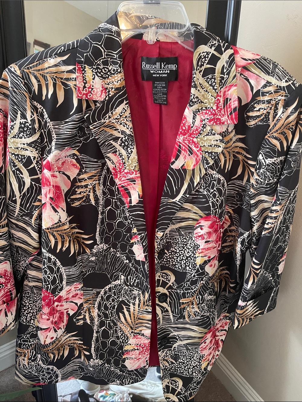 Russell Kemp Black Blazer with Pink & Beige Floral Print